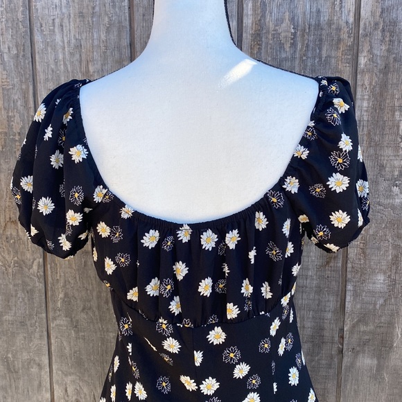 New BP Ditsy Floral Tie Front Minidress in Black White Daisy at Nordstrom Size M - Picture 7 of 8